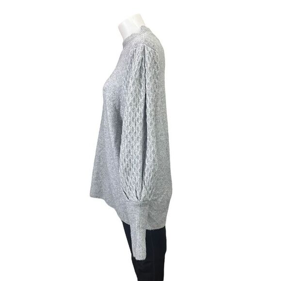 Joseph A. Crew neck Smoke Gray Ribbed Knit Waffle Sleeve Sweater New sz Large - Picture 3 of 9